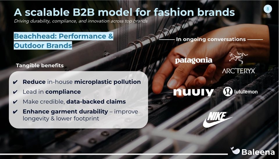 Baleena brand-era deck slide: B2B model