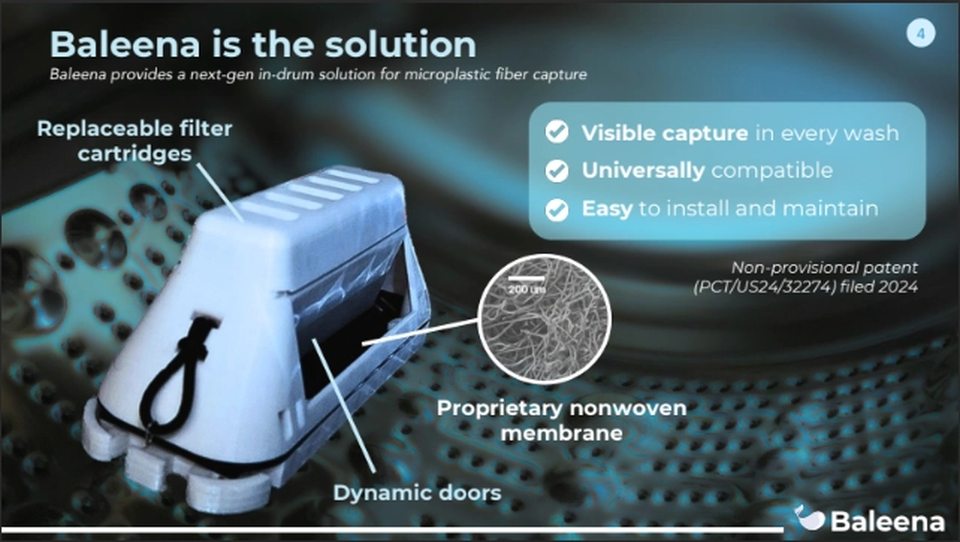 Baleena microfiber filter, in-drum device