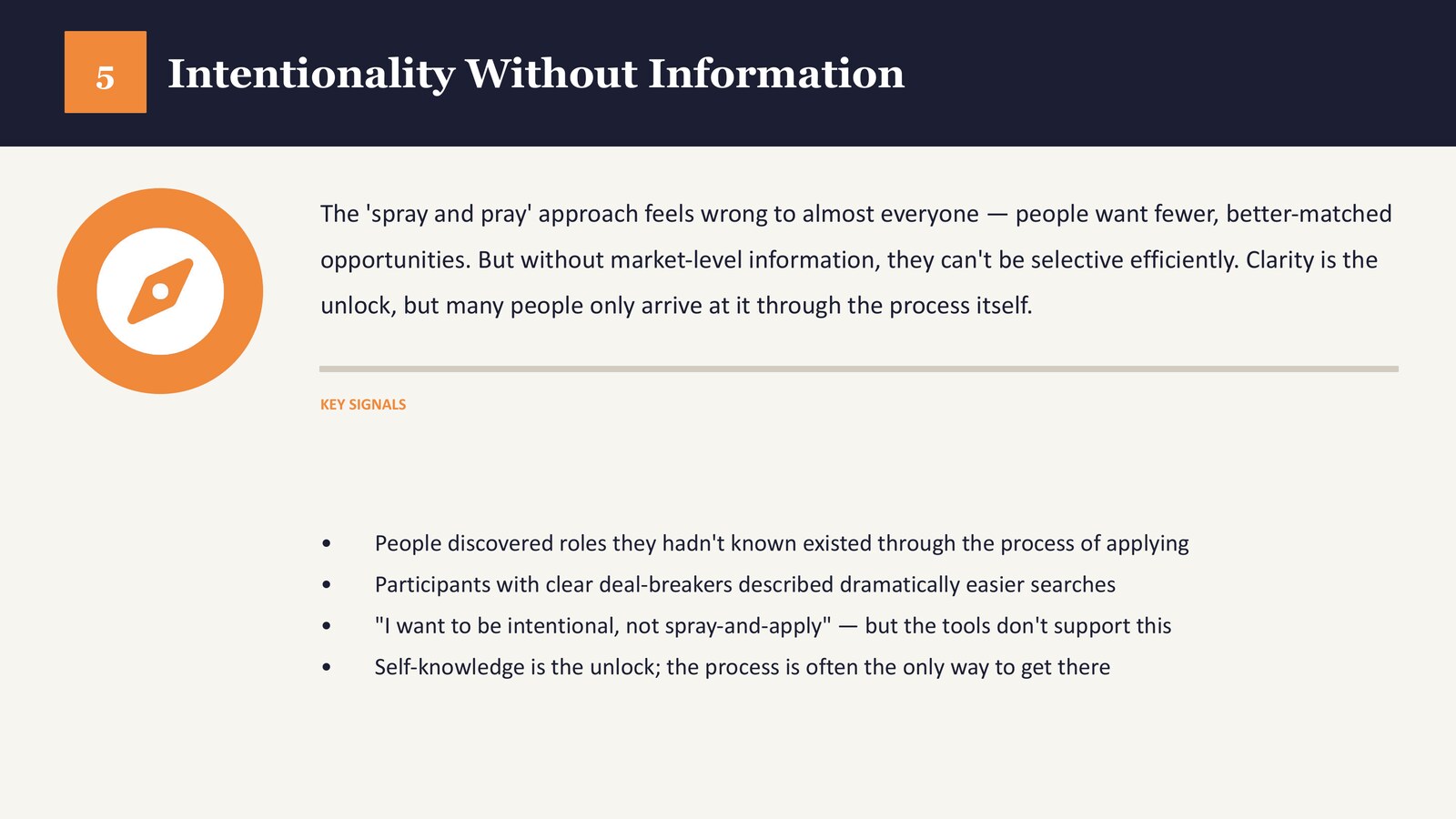 Compelo research synthesis slide: Intentionality Without Information